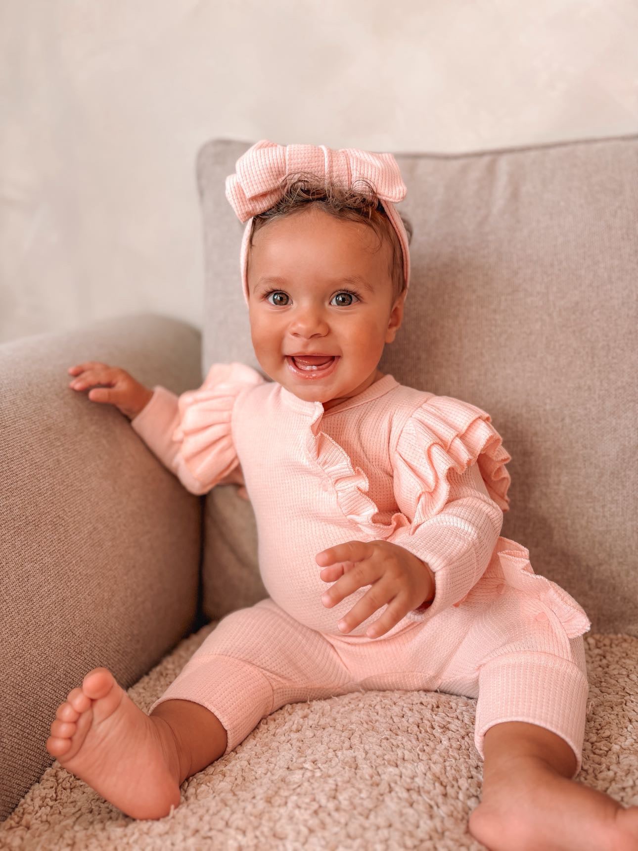 BALLET PINK FRILL SLEEPSUIT