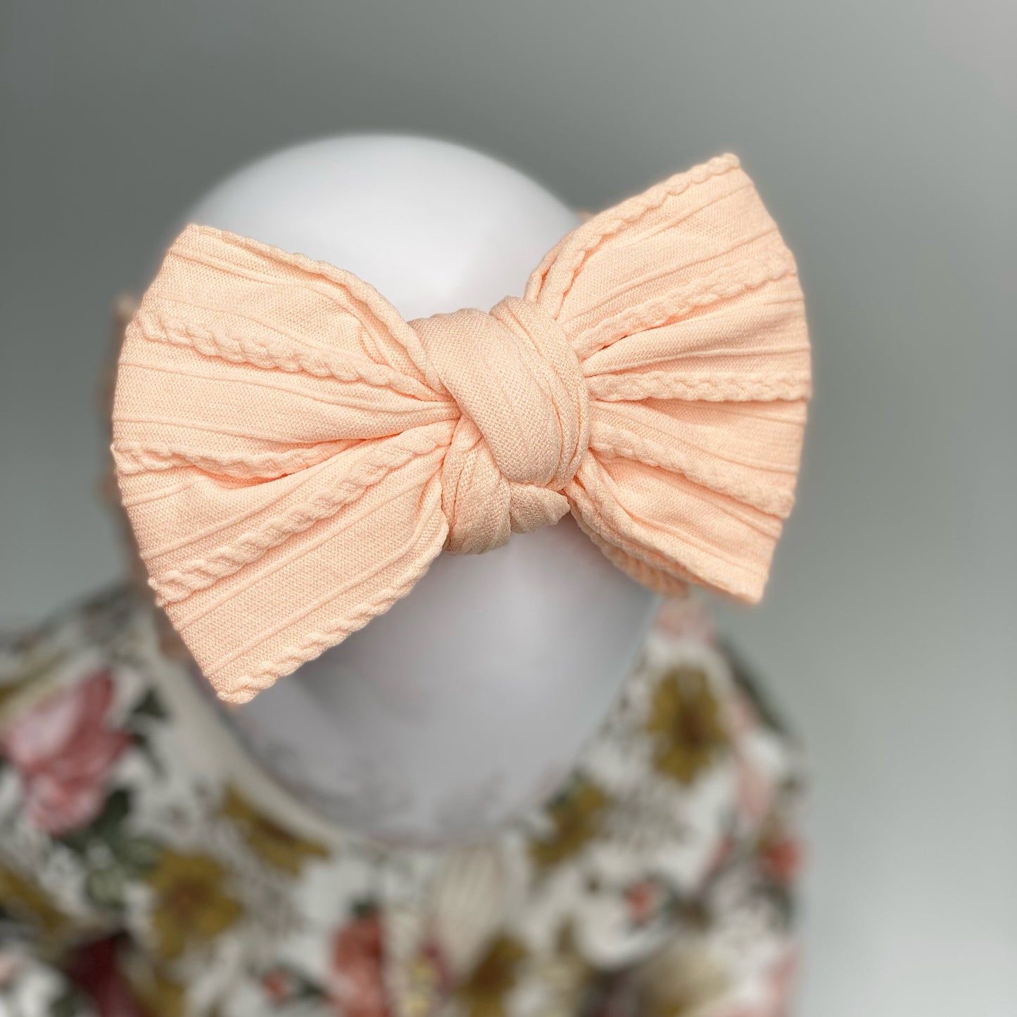 Light Peach Larger Cable Knit Headband