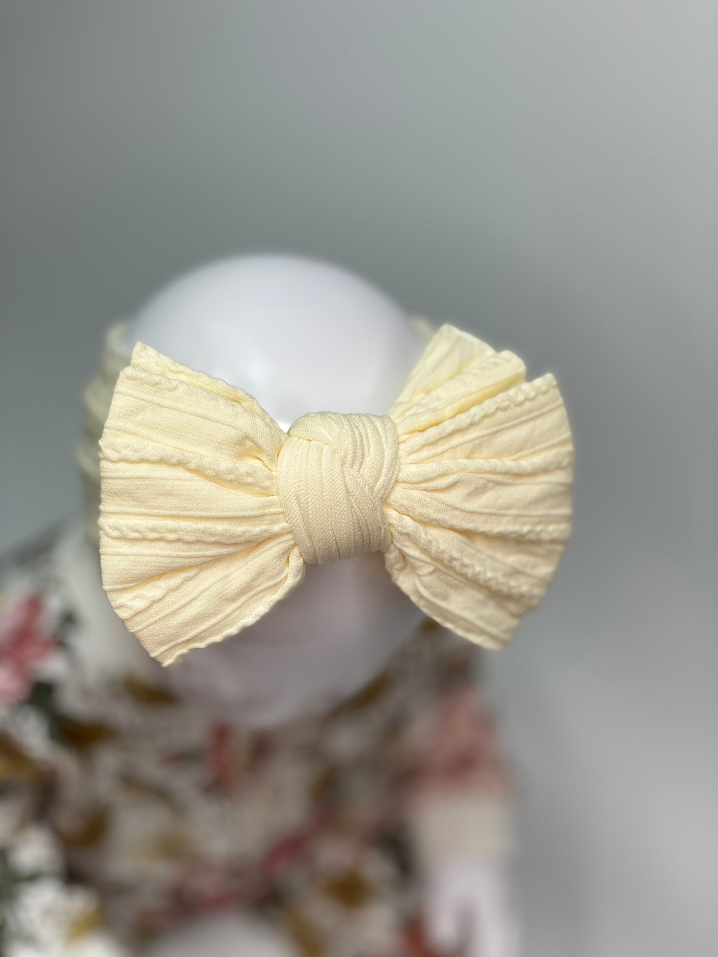 Custard Larger Bow Cable Knit Headband
