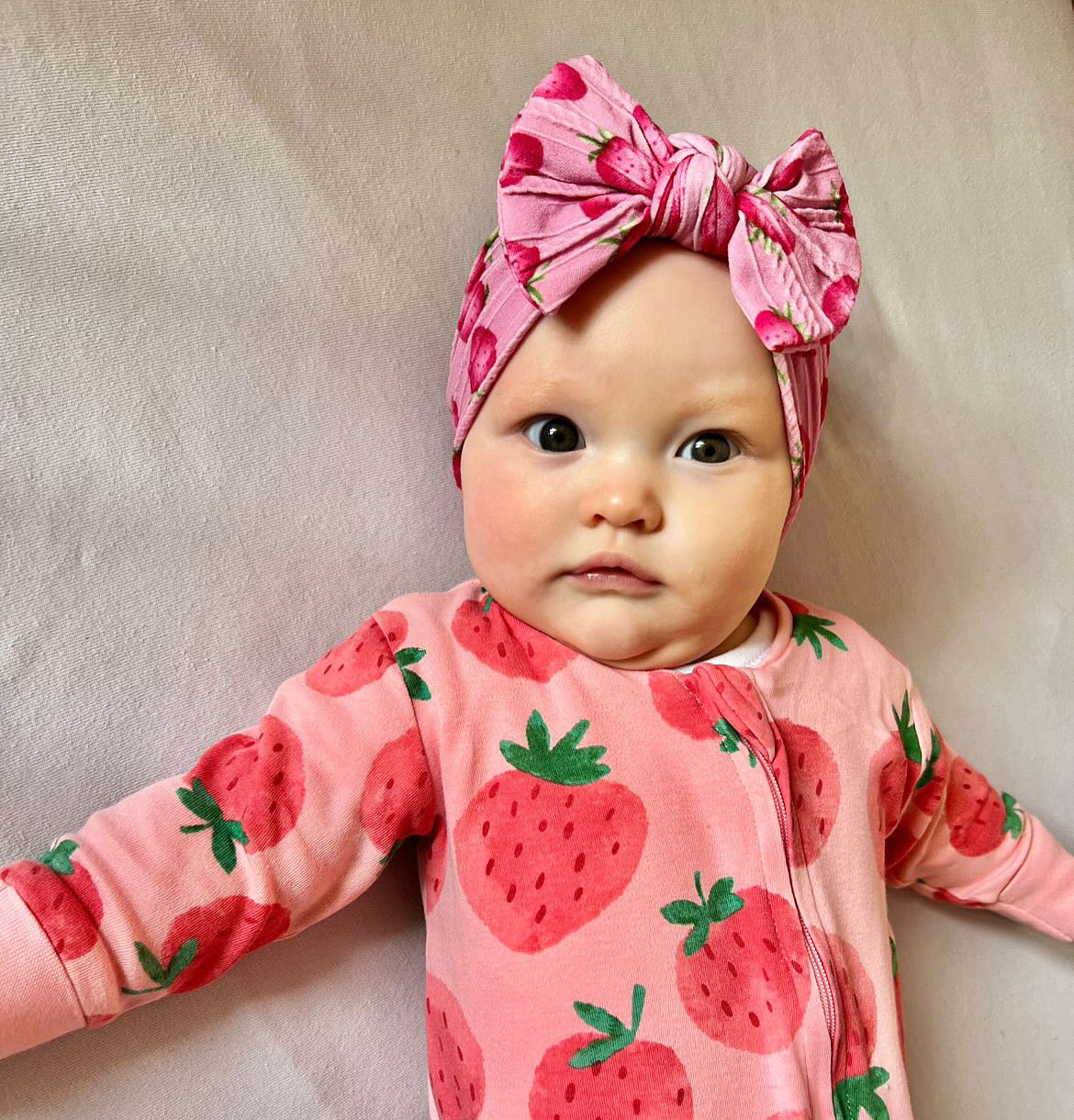 Pink Strawberry Cable Knit Smaller Headband