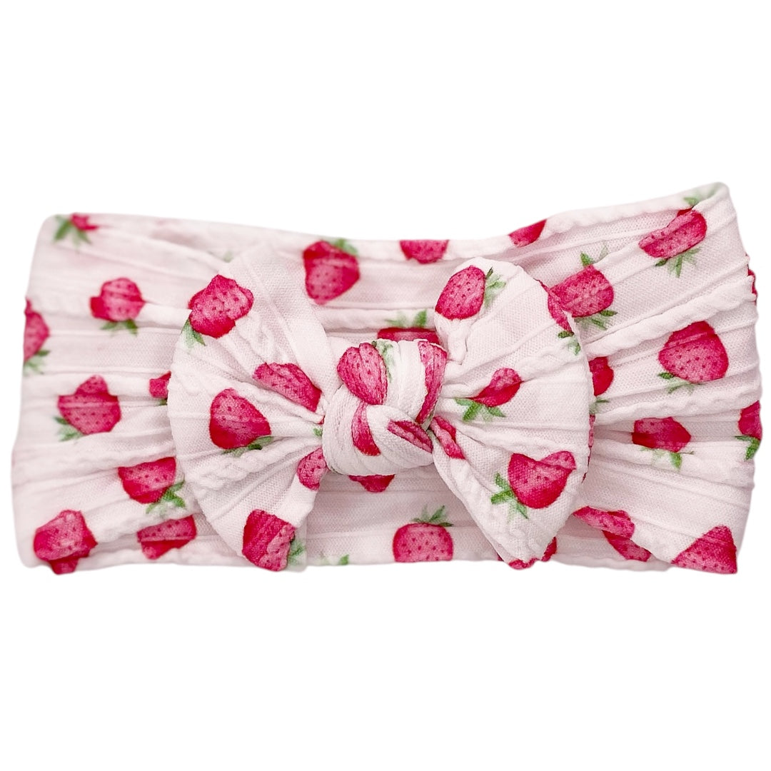 White Strawberry Cable Knit Headband
