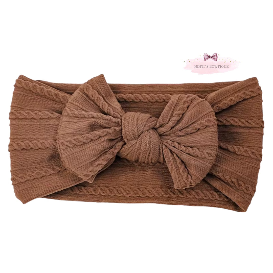 Chocolate Smaller Cable Knit Headband