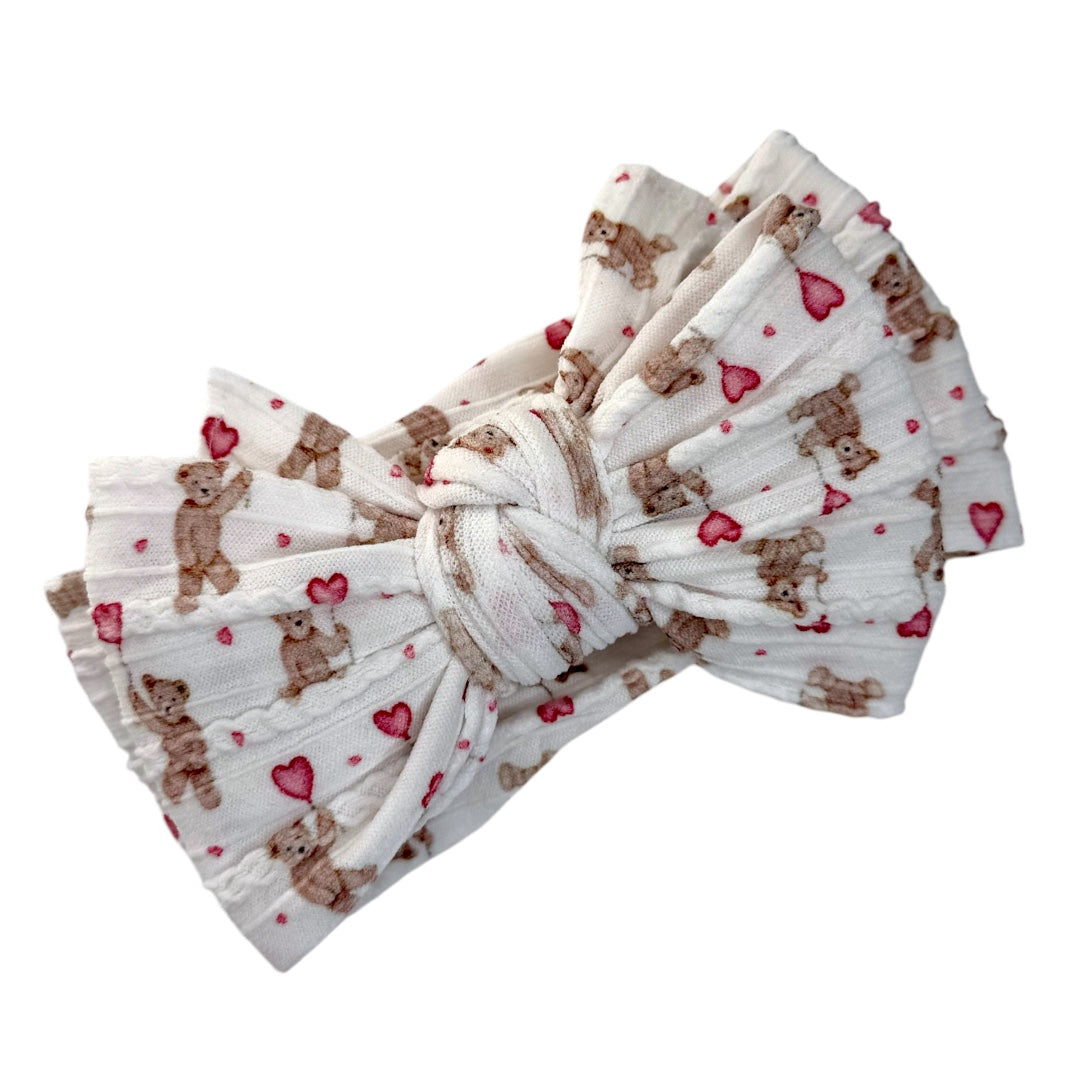 White Teddy Larger Cable Knit Headband