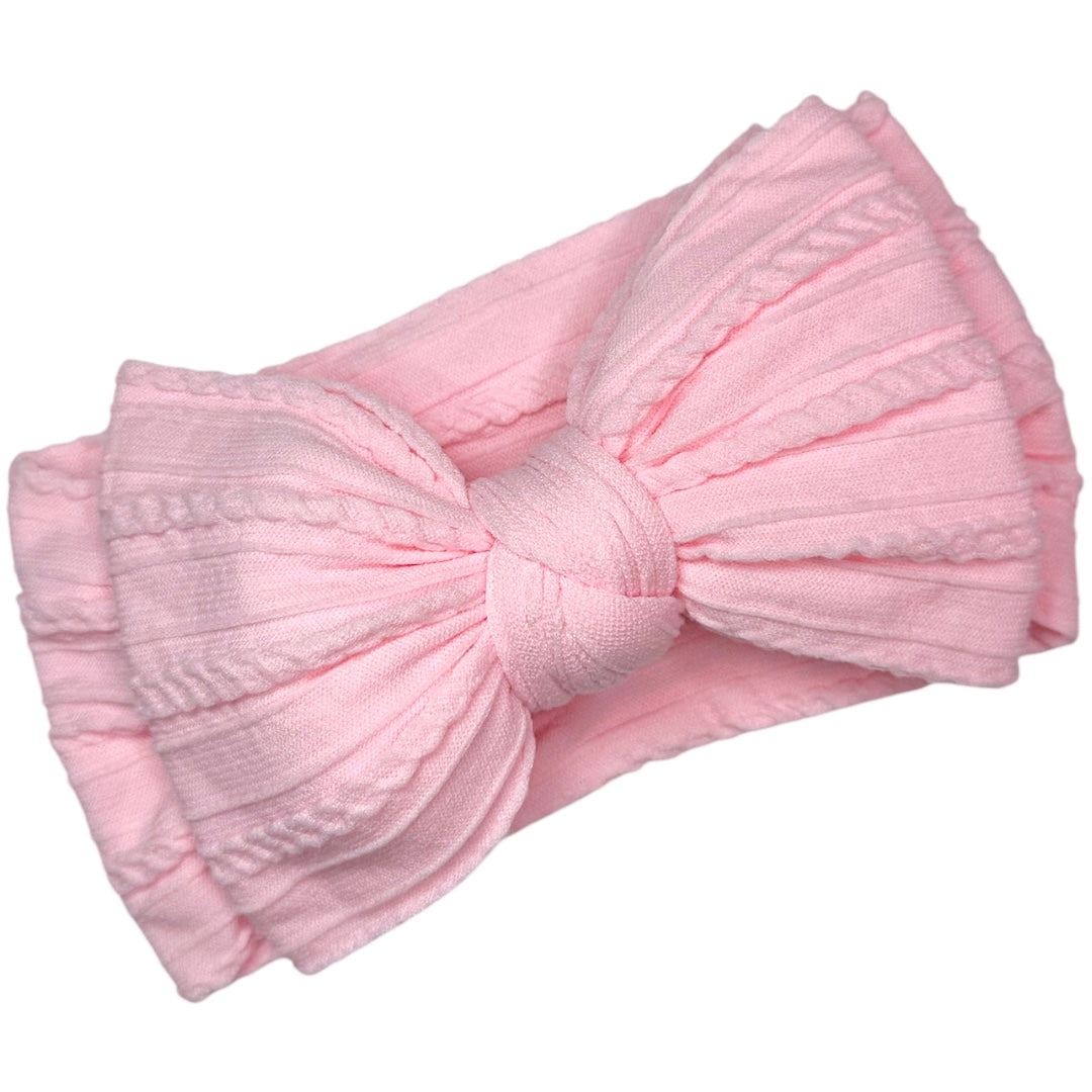 Marshmallow Pink Larger Cable Knit Bow
