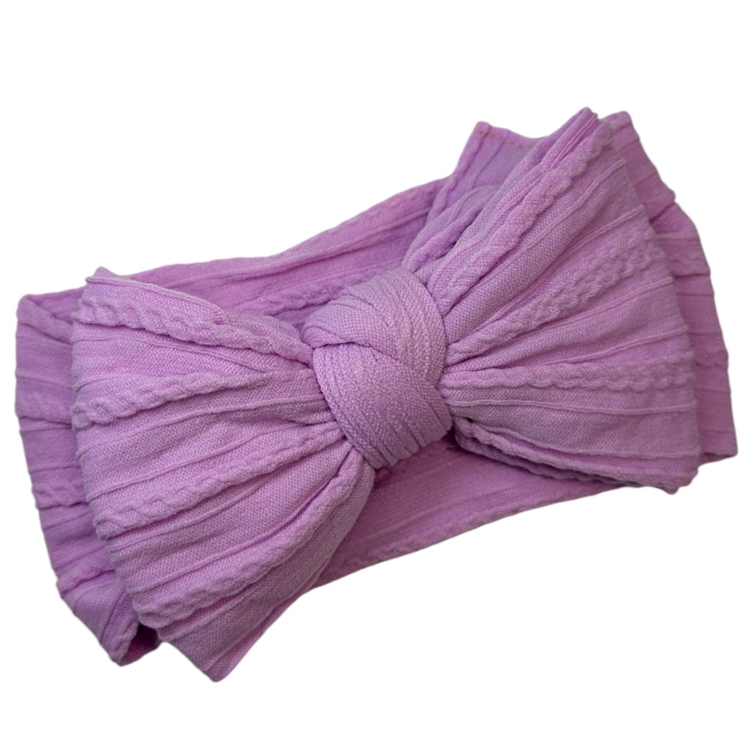 Bright Lilac Larger Cable Knit Bow