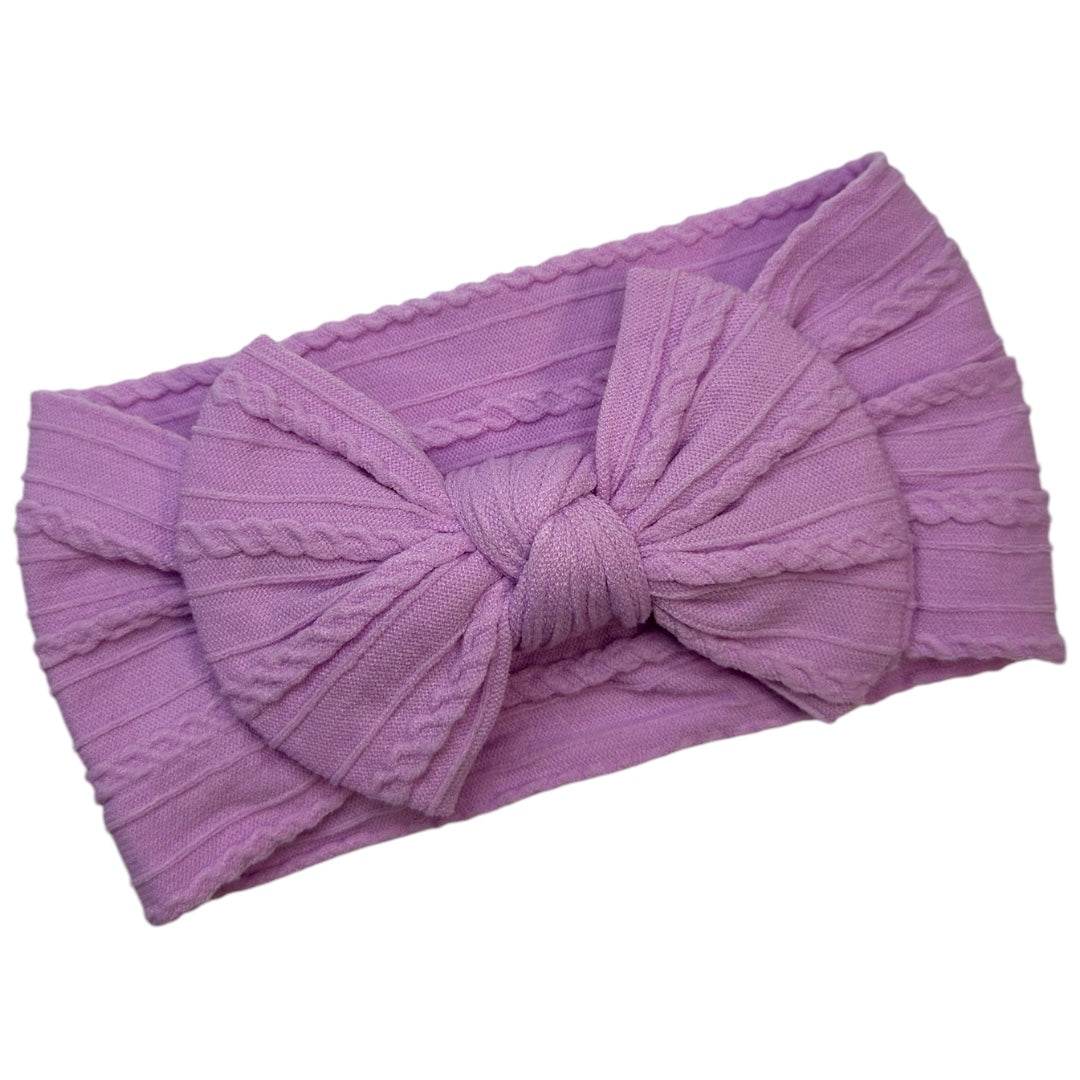 Bright Lilac Smaller Cable Knit Headband