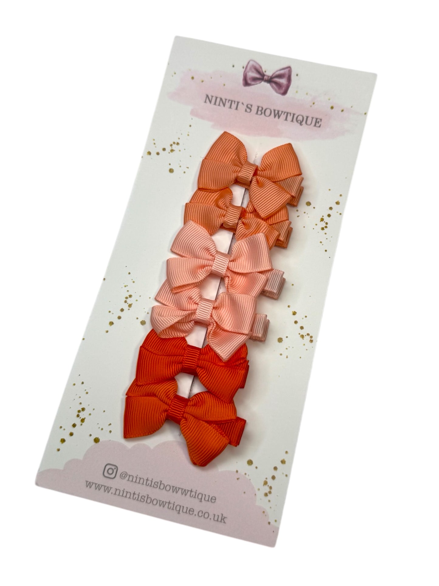 My First Bow Clip Set - Neon Orange