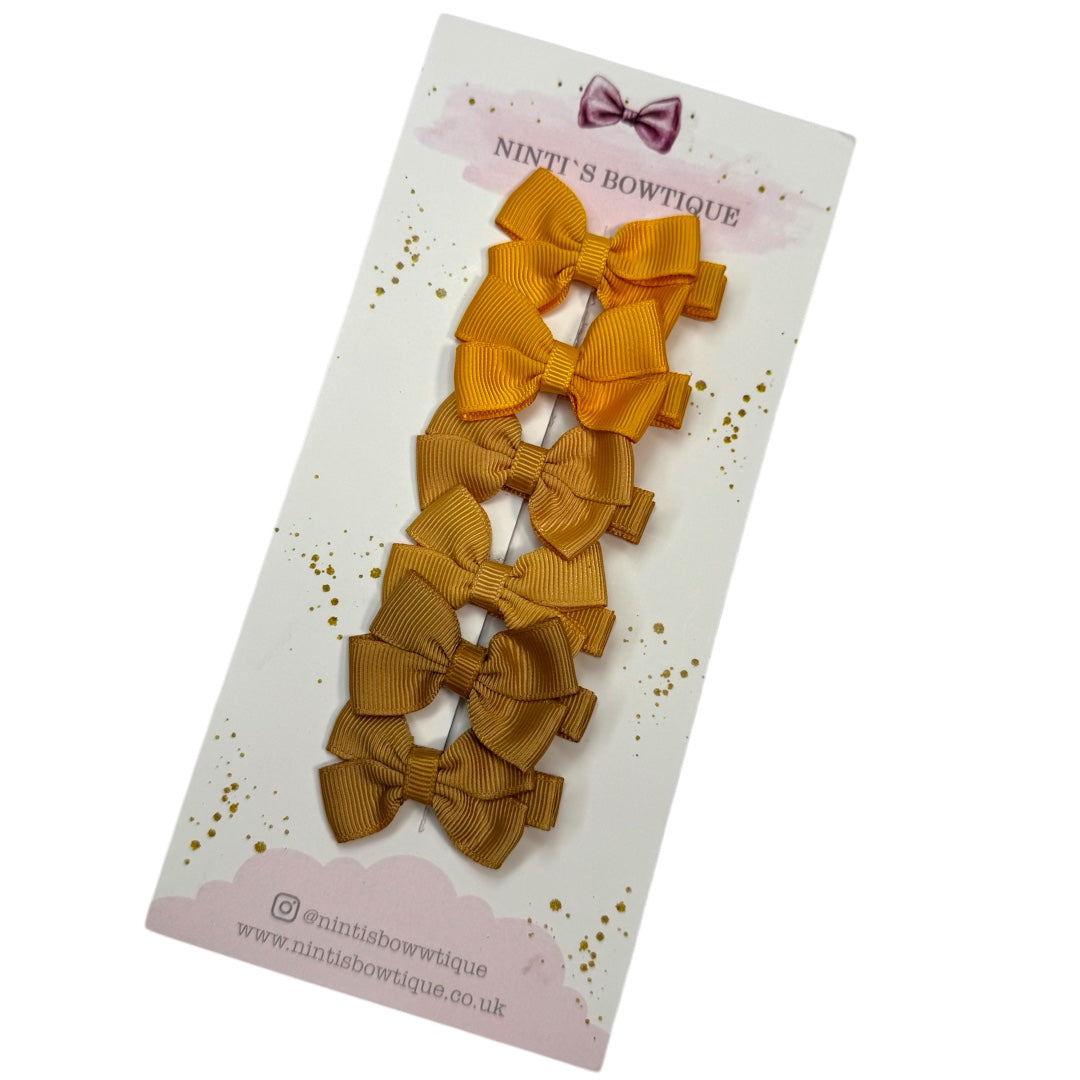 My First Bow Clip Set - Gold Mix