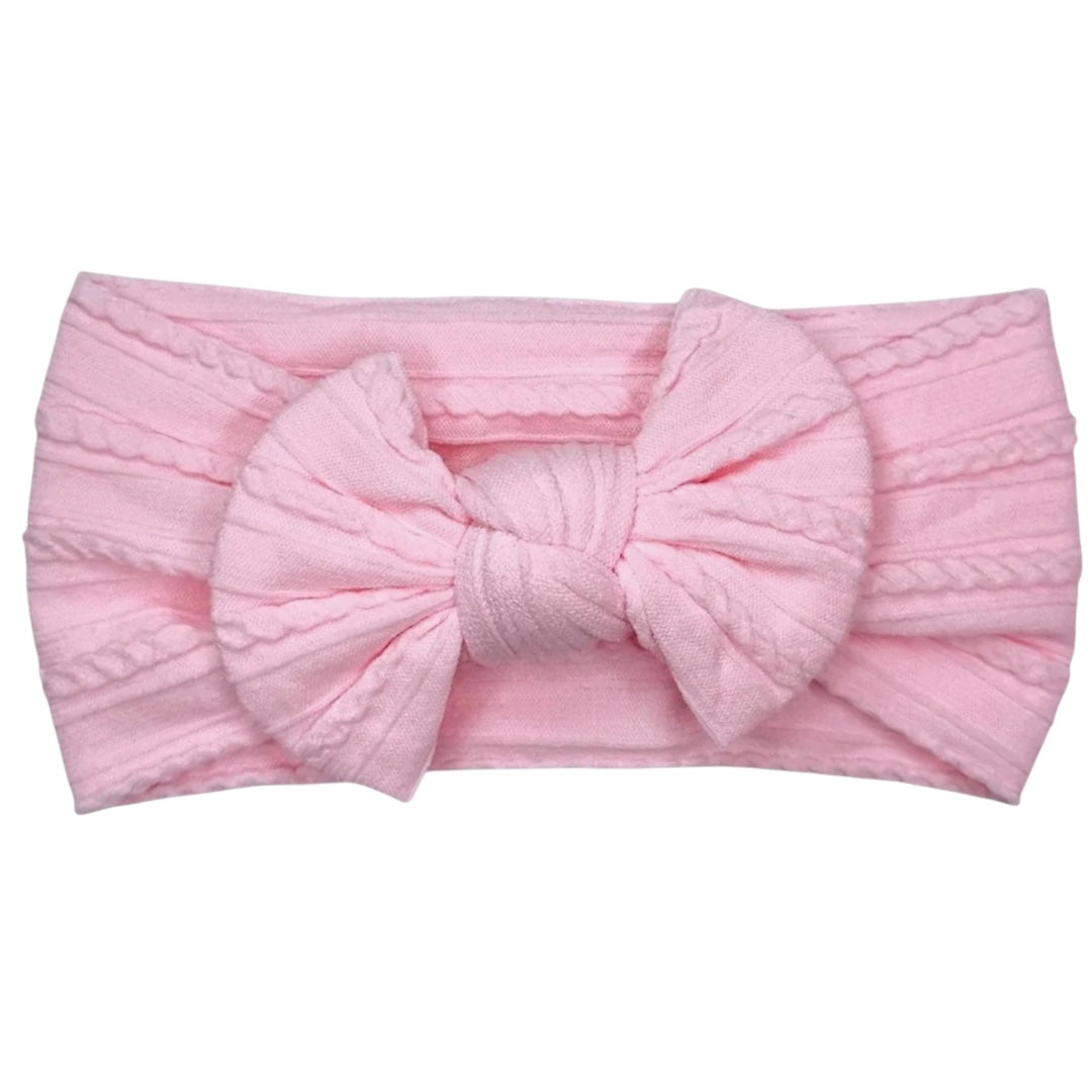 Marshmallow Pink Smaller Cable Knit Bow