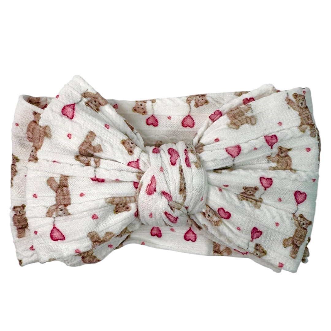 White Teddy Larger Cable Knit Headband
