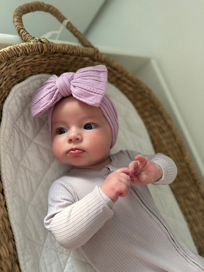Bright Lilac Larger Cable Knit Bow