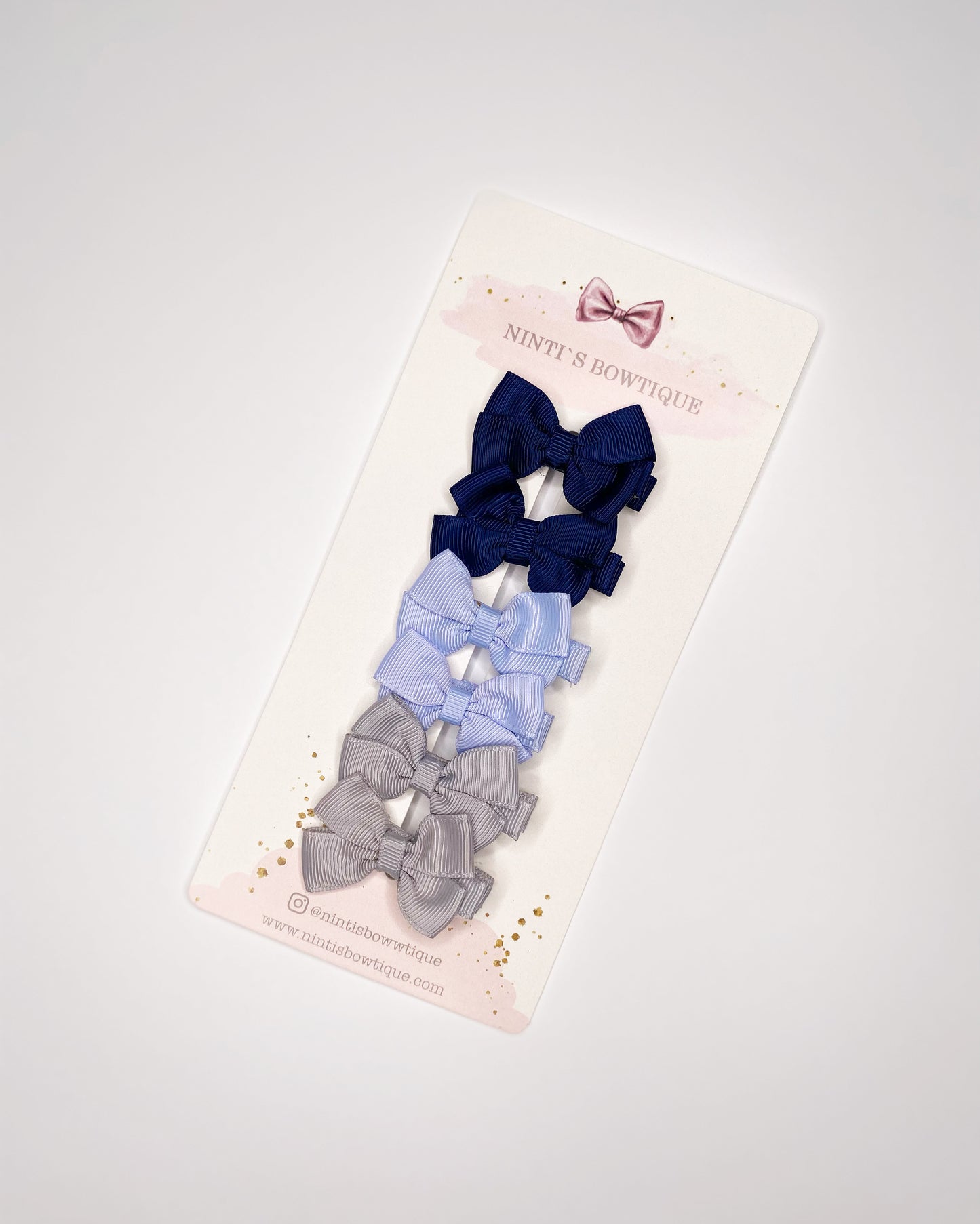 BLUE SWEET PEA BOW HAIR CLIPS