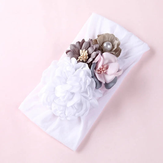 WHITE BOW FLOWER HEADBAND