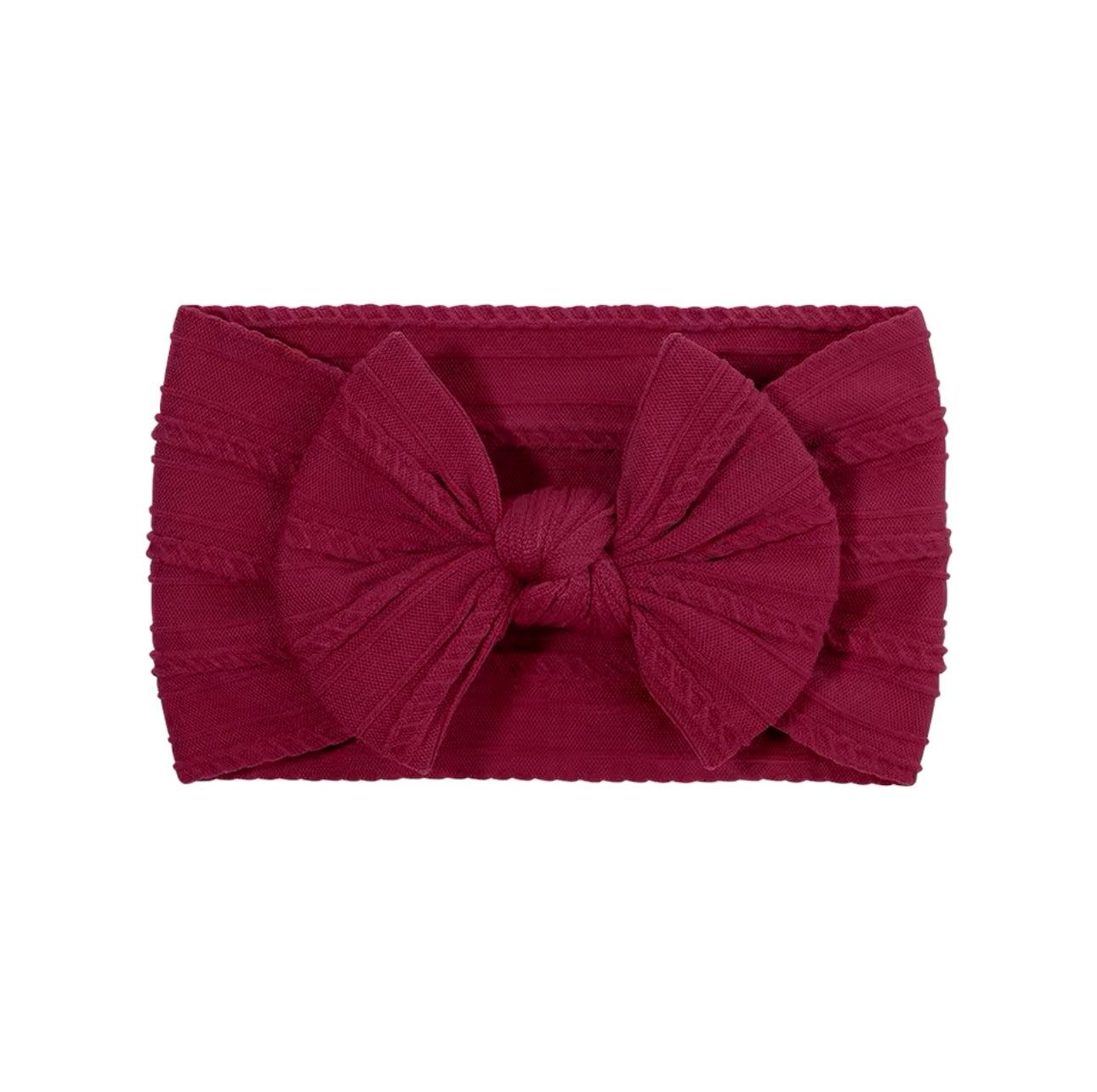 Burgundy smaller cable knit bow