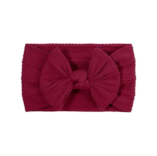 Burgundy smaller cable knit bow