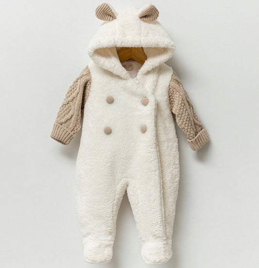 Fluffy Pram Suit With Ears