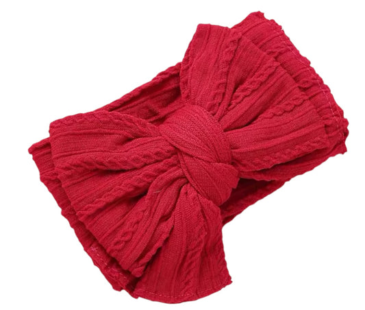 Berry Larger Cable Knit Bow