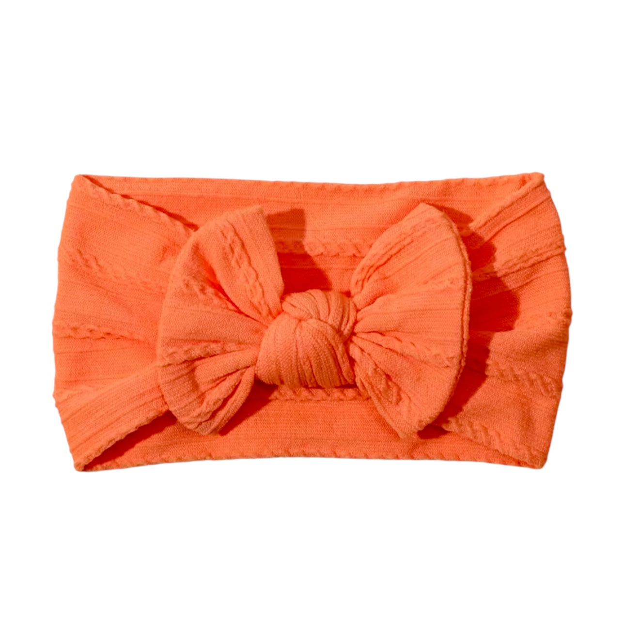 Bright Coral Cable Knit Headband