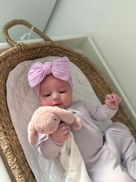 Bright Lilac Larger Cable Knit Bow
