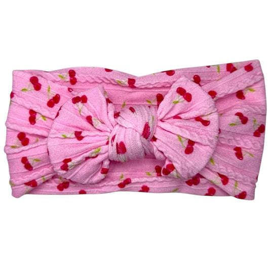 Pink Cherry Smaller Cable Knit Headband