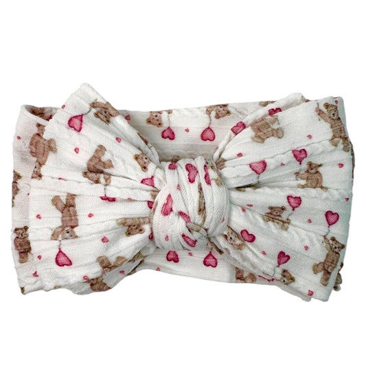 White Teddy Larger Cable Knit Headband